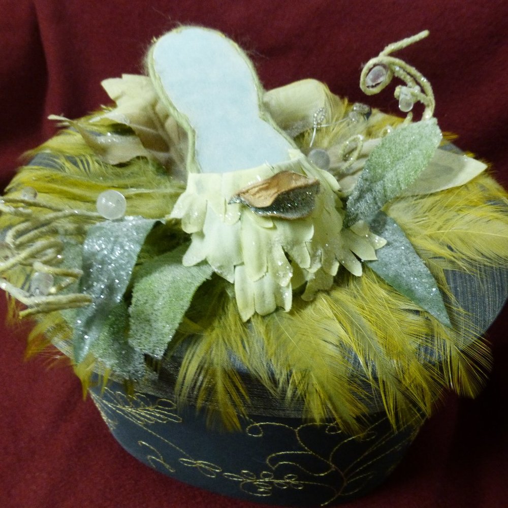 Elegant Vintage Oval Fabric Covered Box